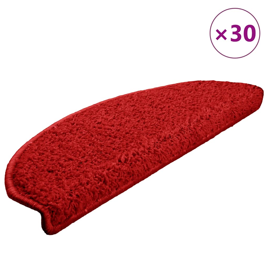 vidaXL Schodové rohože 30 ks 65 x 21 x 4 cm červené, půlkulaté, velké