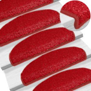 Stopniščne preproge 30 kosov 65x21x4 cm rdeče polkrožne velike