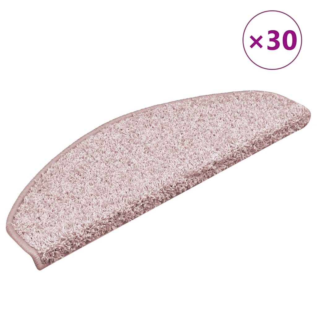 vidaXL Schodové rohože 30 ks 65 x 21 x 4 cm světle růžové, půlkulaté, velké