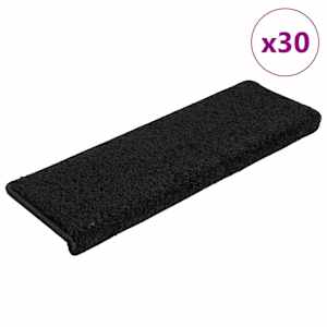 Stopniščne preproge 30 kosov 65x21x4 cm črne pravokotne robove