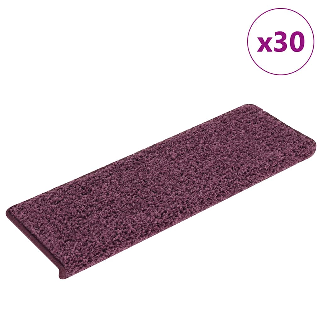 vidaXL Schodové rohože 30 ks 65 x 21 x 4 cm tmavě fialové s obdélníkovým okrajem