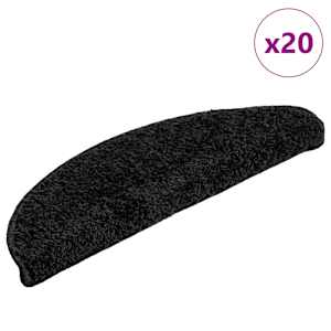 Stopniščne preproge 20 kosov 56x17x3 cm črne polkrožne