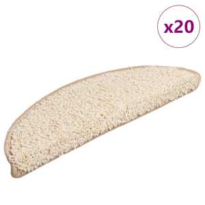 Stopniščne preproge 20 kosov 56x17x3 cm kremne polkrožne