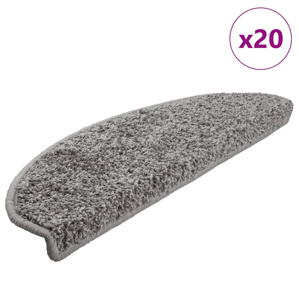 vidaXL Schodové rohože 20 ks 65 x 21 x 4 cm šedé, půlkulaté, velké