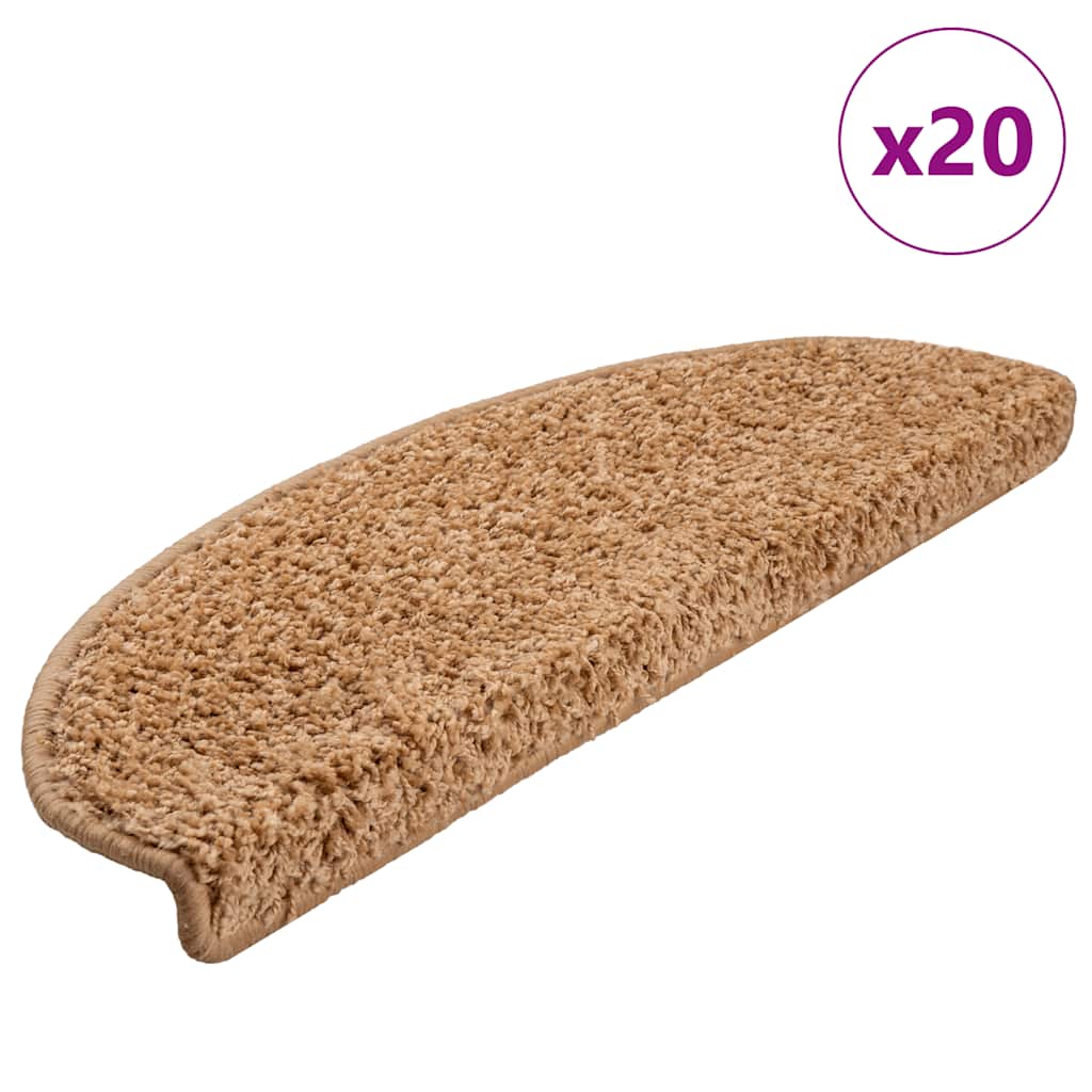 vidaXL Stufenmatten 20 Stk. 65x21x4 cm Beige Halbrund Groß