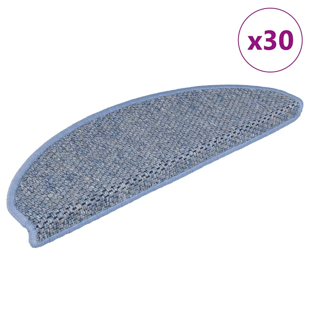 vidaXL Stufenmatten Selbstklebend Sisal-Optik 30Stk. 56x17x3cm Blau