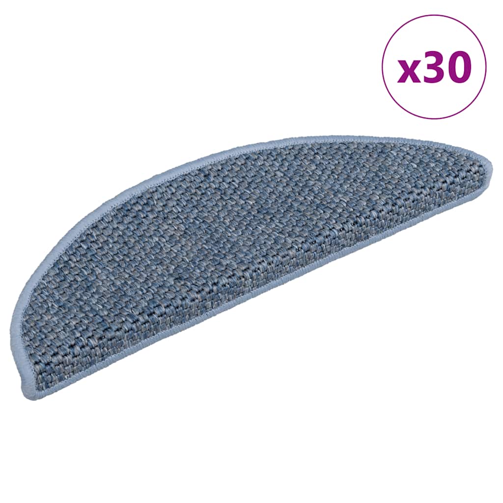 vidaXL Covoraș scări autoadeziv 30 buc. albastru, 56x17x3 aspect sisal