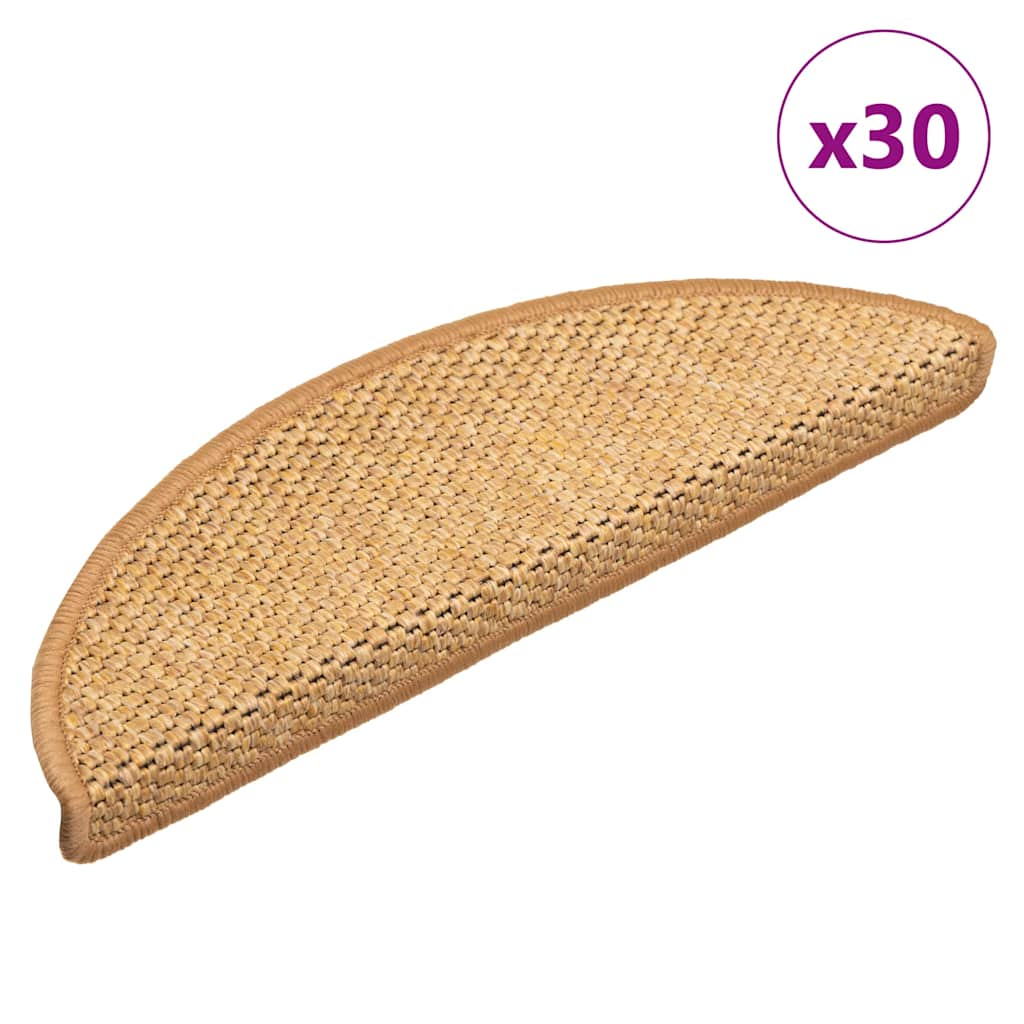 vidaXL Samolepicí rohože na schody Sisal-Look 30 ks 56x17x3 cm Sisal