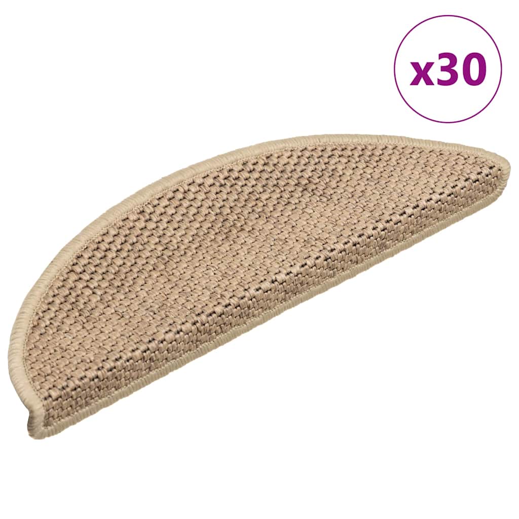 vidaXL Samolepicí rohože na schody Sisal-Look 30 ks 56x17x3 cm Písek