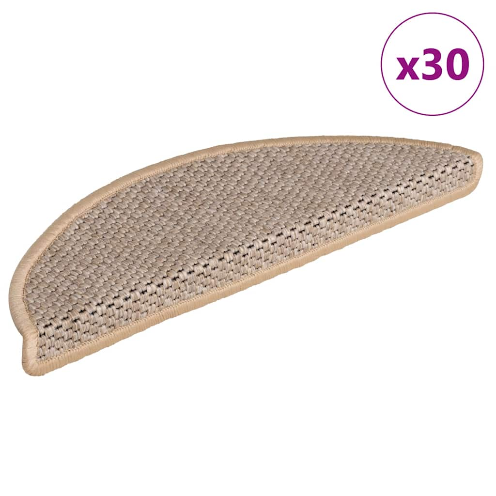 vidaXL Stufenmatten Selbstklebend Sisal-Optik 30 Stk. 56x17x3 cm