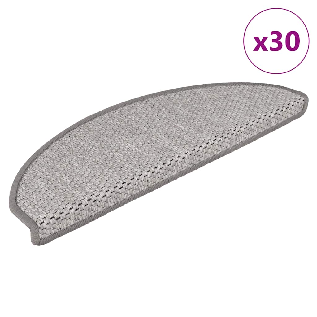 vidaXL Covorașe scară autoadezive aspect sisal 30 buc Platina