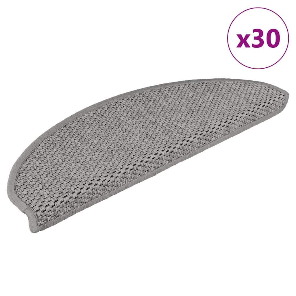 vidaXL Stufenmatten Selbstklebend Sisal-Optik 30Stk. 65x21x4cm Silbern