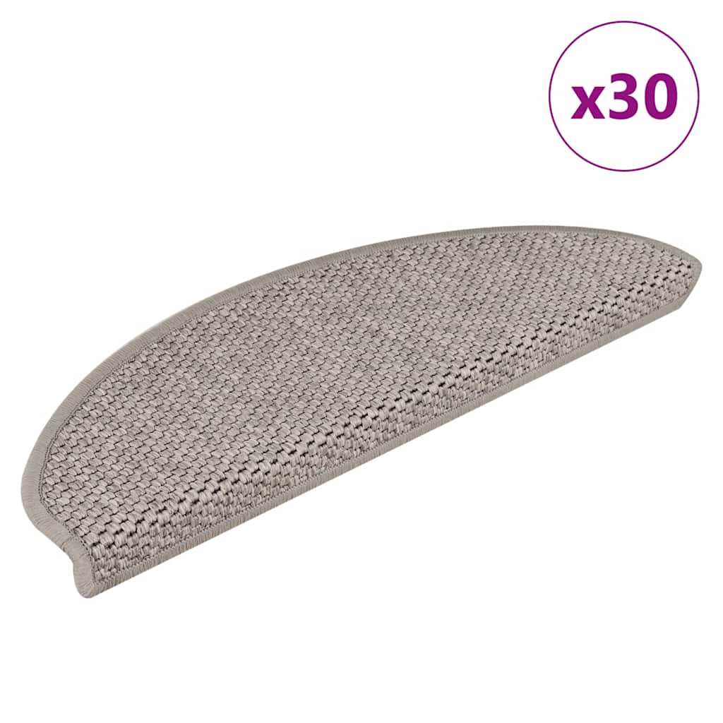 vidaXL Samolepicí rohože na schody Sisal-Look 30 ks 65x21x4cm Stříbrná