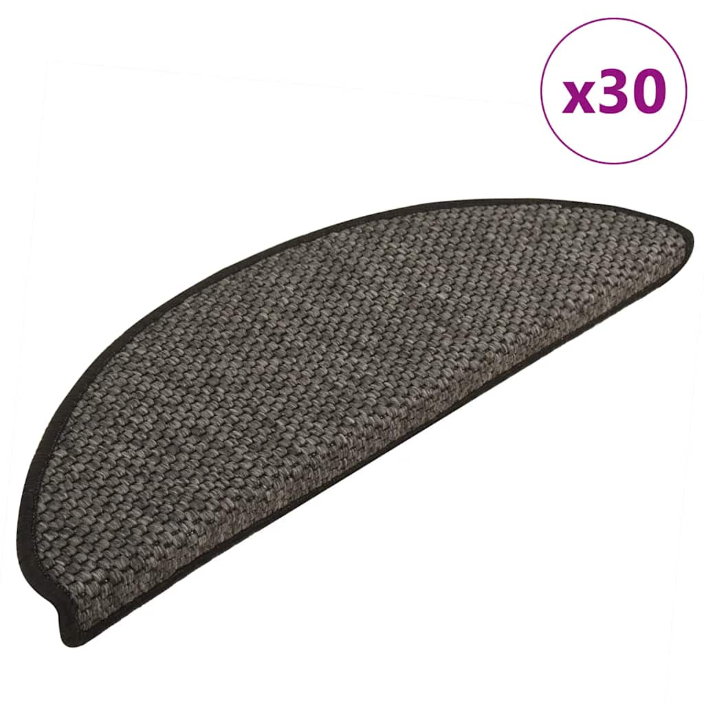 vidaXL Covorașe scări autoadezive, 30 buc. antracit 65x21x4 cm sisal