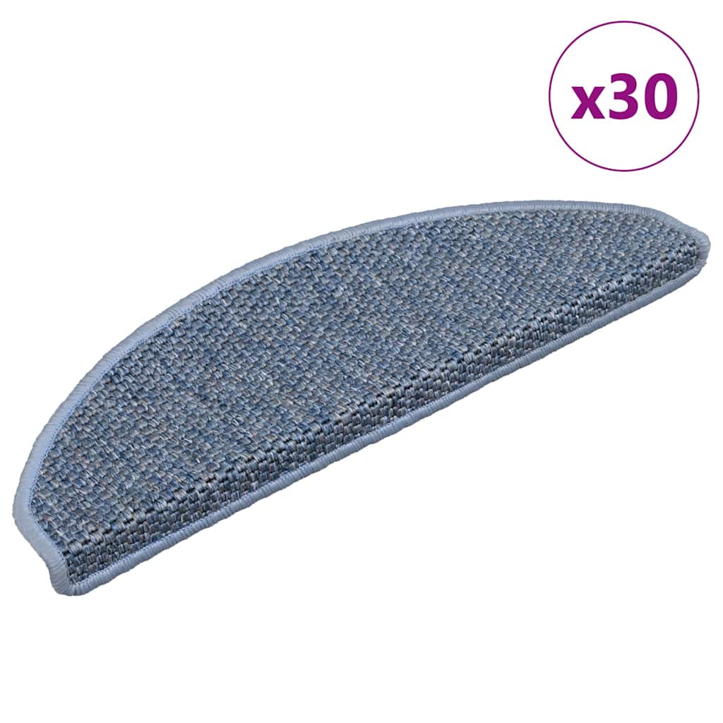 vidaXL Samolepicí rohože na schody Sisal-Look 30 ks 65x21x4 cm Modrá