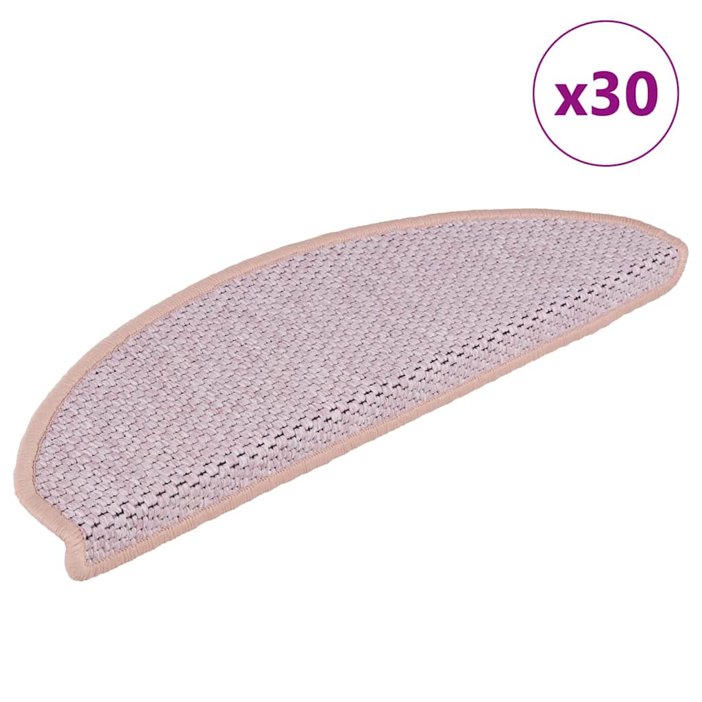 vidaXL Samolepicí rohože na schody Sisal-Look 30 ks 65x21x4 cm růžová