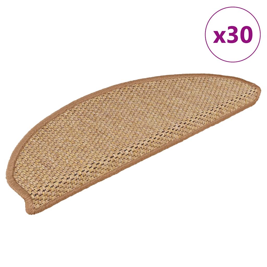 vidaXL Covorașe scară autoadezive aspect sisal 30 buc 65x21x4 cm sisal