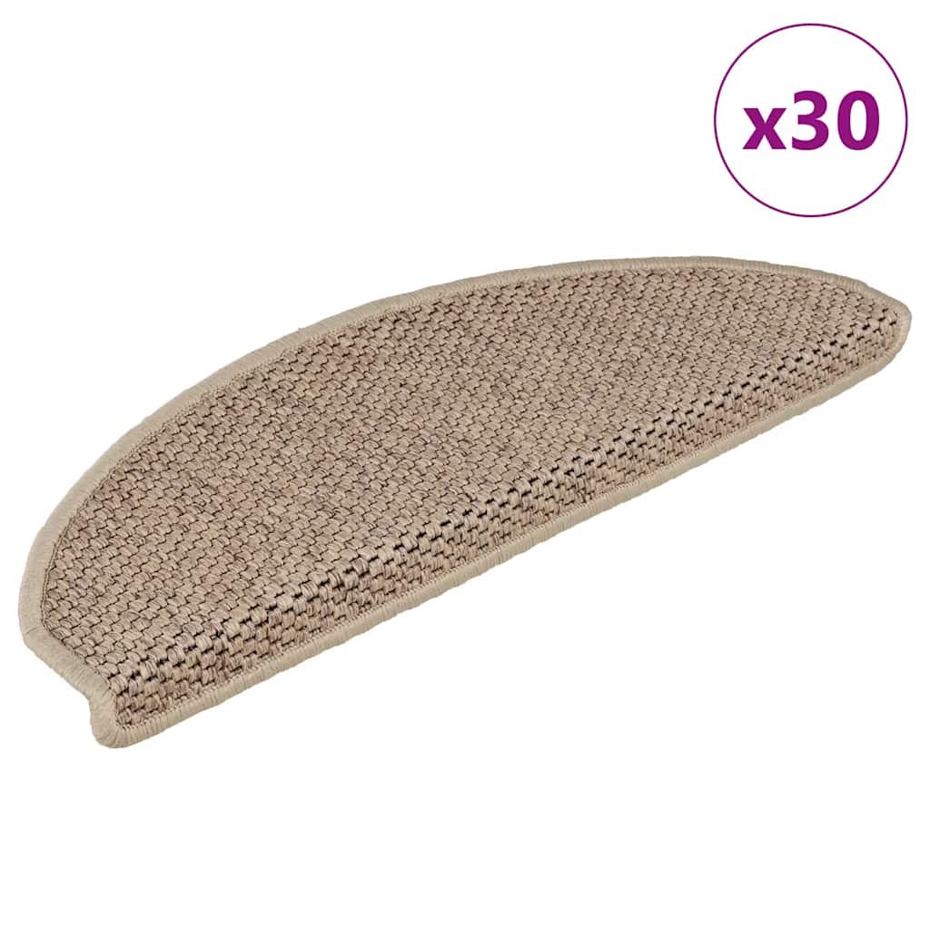 vidaXL Covorașe scări autoadezive 30buc nisipiu 65x21x4cm aspect sisal