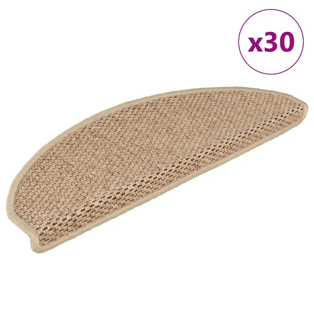 vidaXL Samolepicí rohože na schody Sisal-Look 30 ks 65x21x4 cm Písek