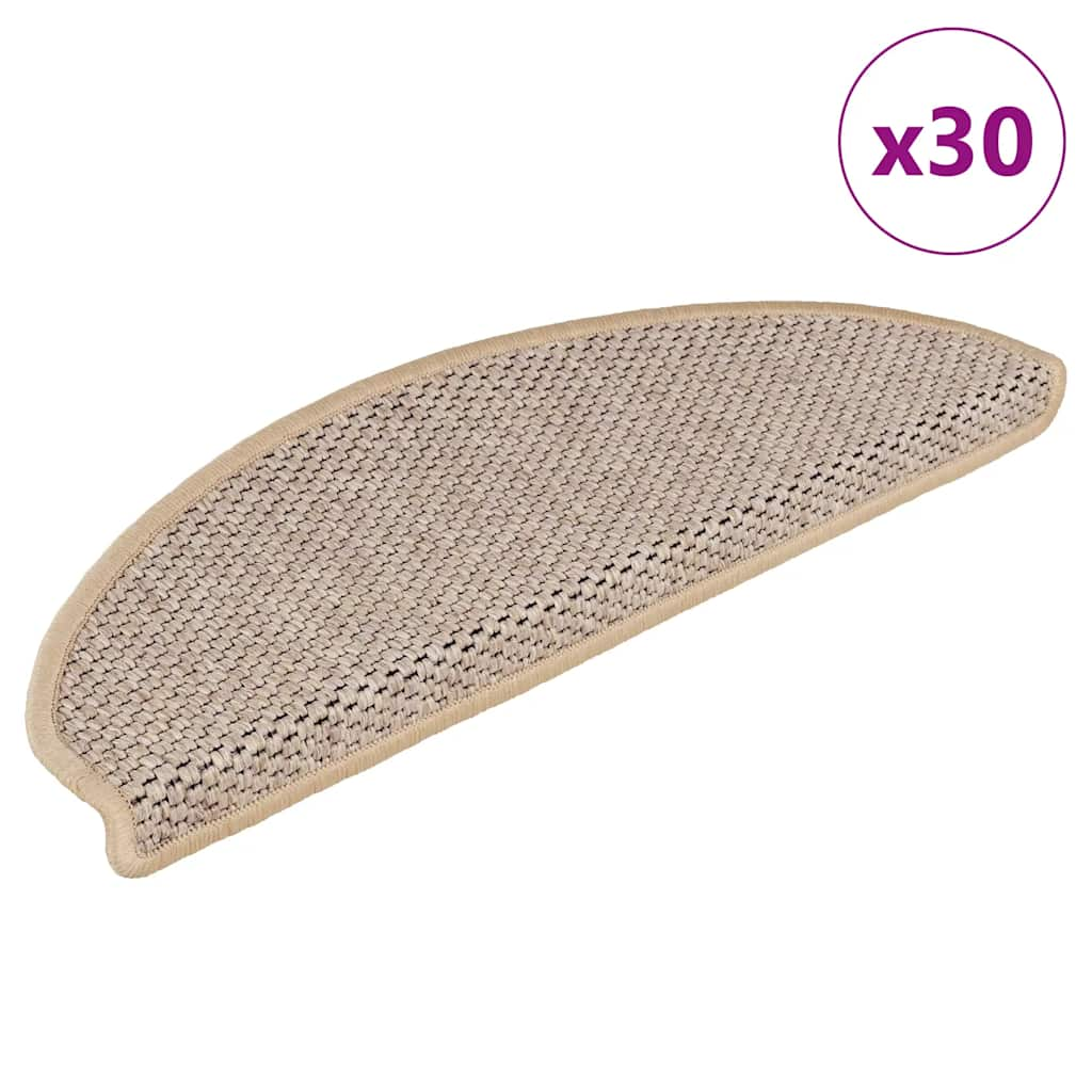 vidaXL Covorașe scări autoadezive 30 buc. bej deschis 65x21x4 cm sisal