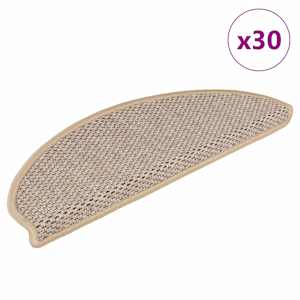 Samolepilne preproge za stopnice sisal 30 kosov 65x21x4 cm bež