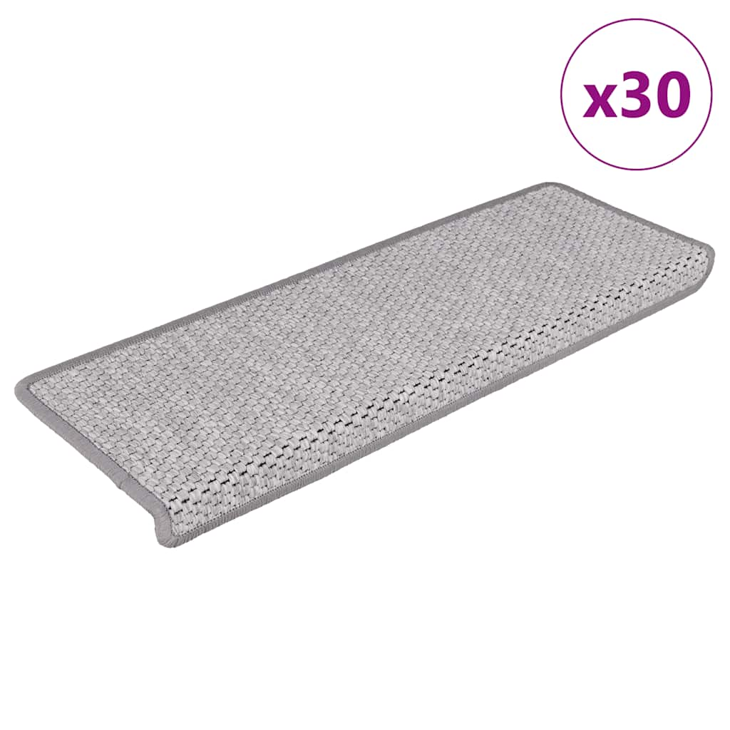 vidaXL Covorașe scară autoadezive aspect sisal 30 buc Platina