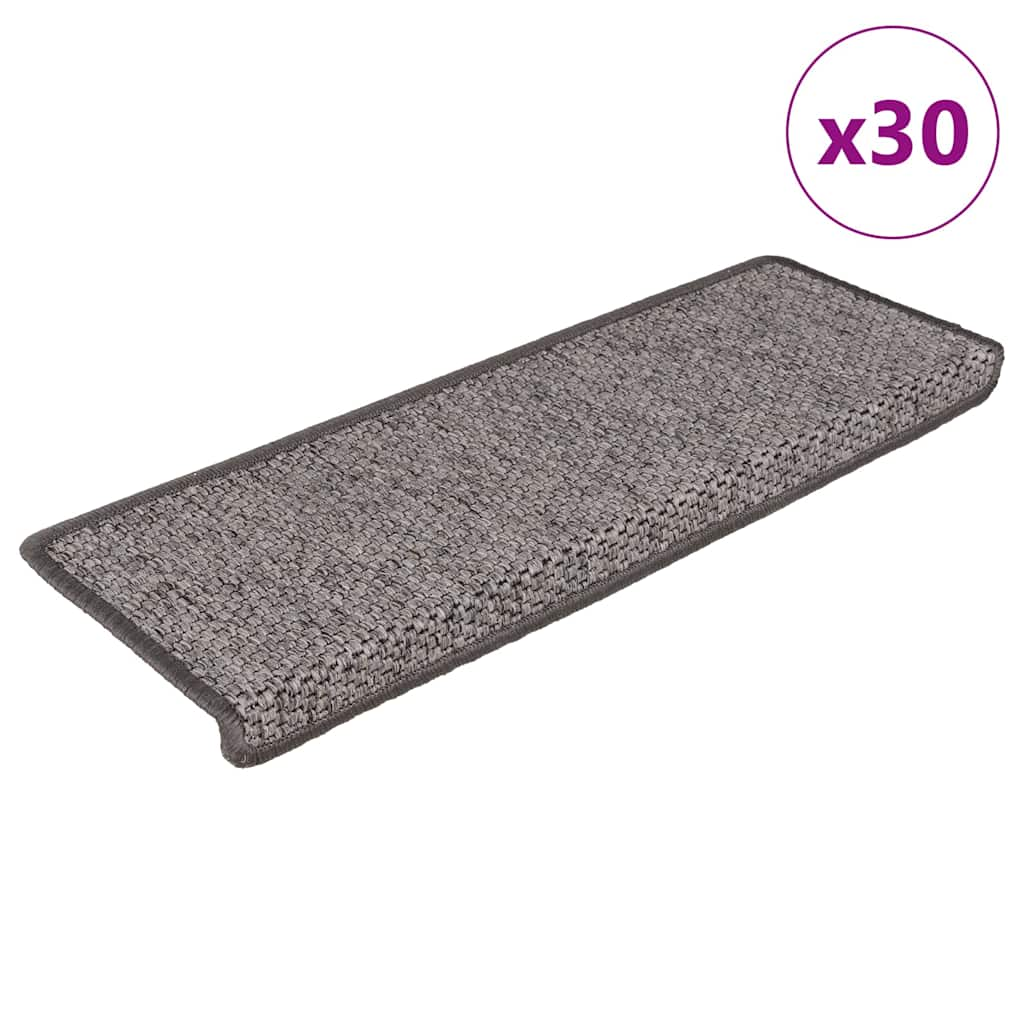 vidaXL Covoraș scări autoadeziv 30 buc. gri&bej 65x21x4cm aspect sisal