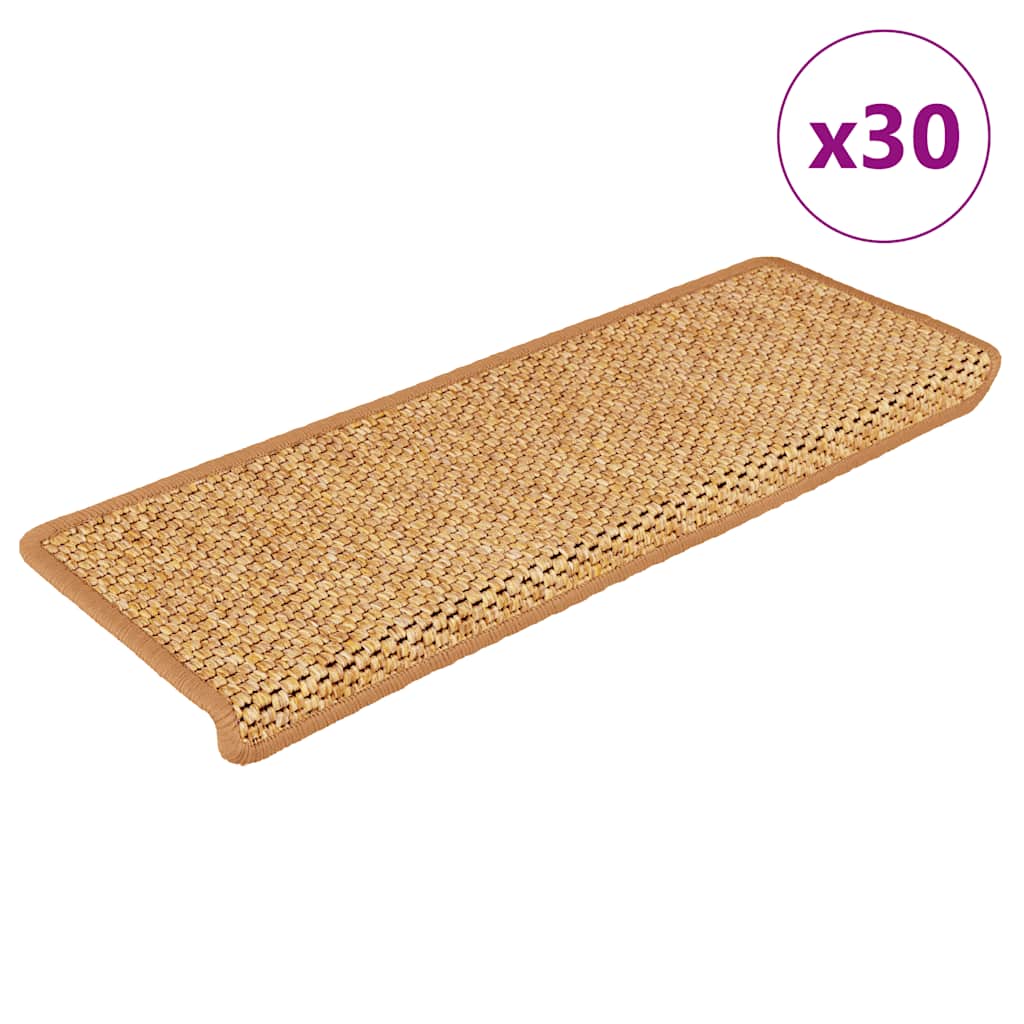 vidaXL Samolepicí rohože na schody Sisal-Look 30 ks 65x21x4cm oranžová