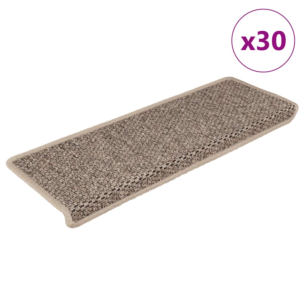 vidaXL Samolepicí rohože na schody Sisal-Look 30 ks Tmavě béžová