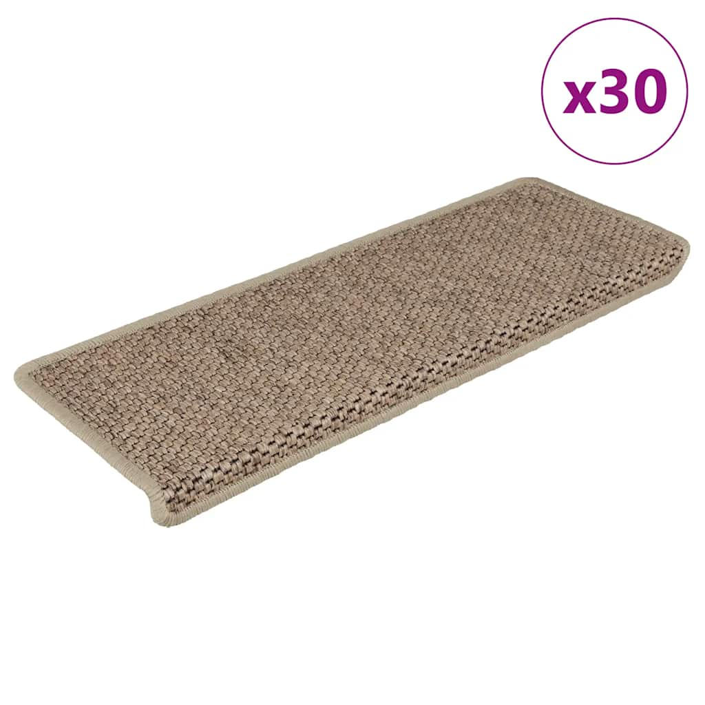 vidaXL Covorașe scări autoadezive 30buc nisipiu 65x21x4cm aspect sisal