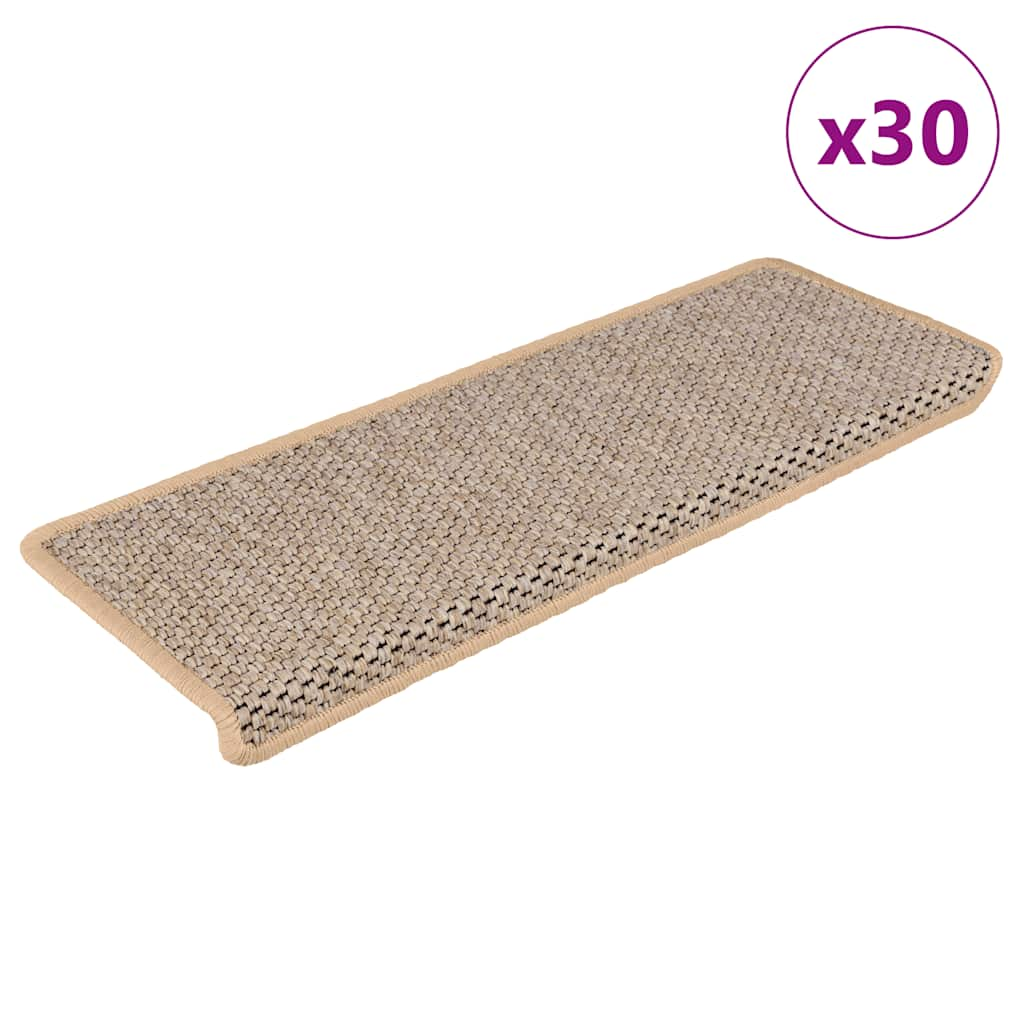 vidaXL Covorașe scări autoadezive 30 buc. bej deschis 65x21x4 cm sisal