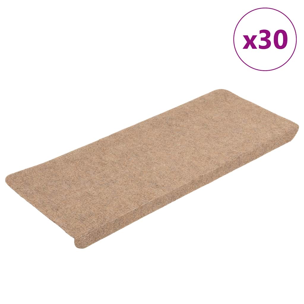 vidaXL Samolepicí podložky na schody 30 ks Béžová 65x24,5x3,5 cm