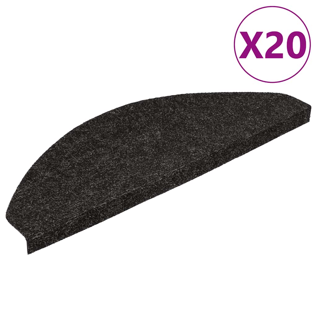 vidaXL Samolepicí rohože na schody 20 ks černé 56x17x3 cm