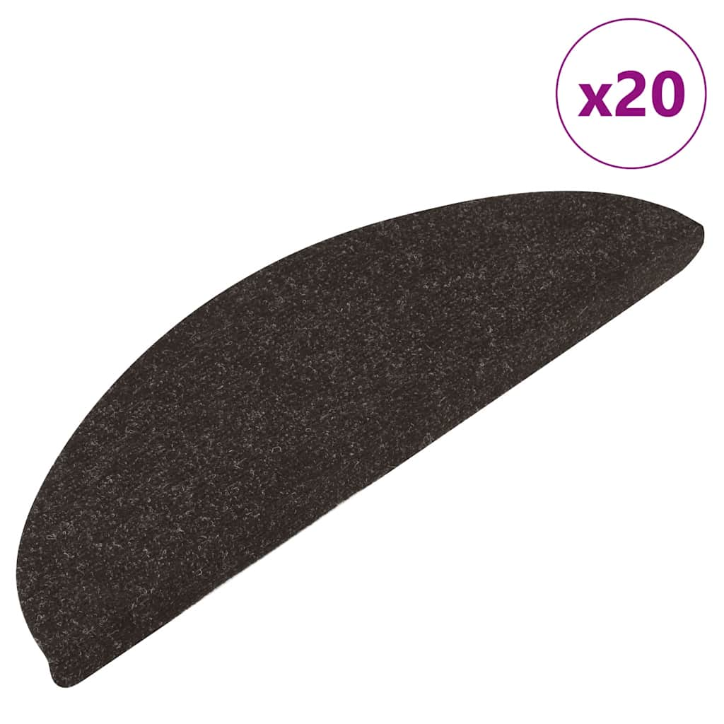 vidaXL Stufenmatten Selbstklebend 20 Stk. Schwarz 65x22,5x3,5 cm