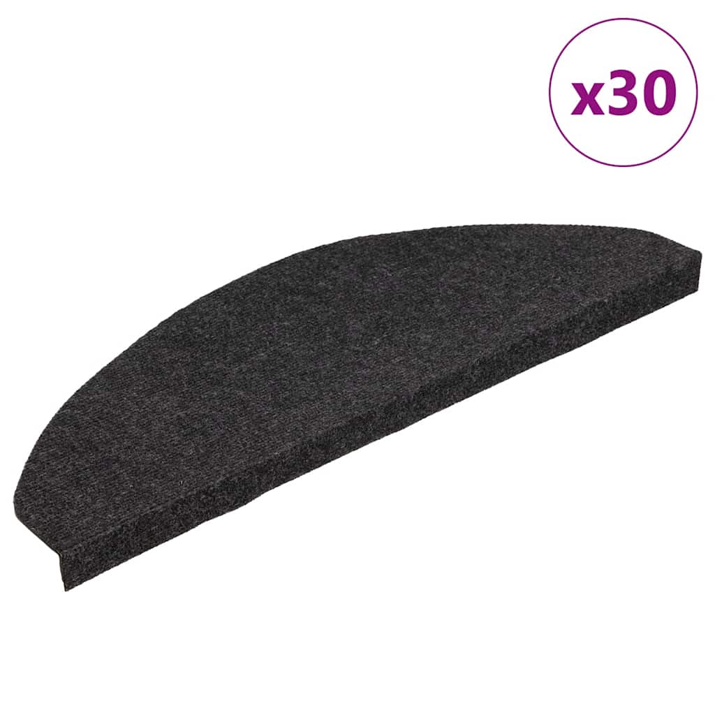 vidaXL Covorașe scară autoadezive 30 buc Negru 65x22,5x3,5 cm