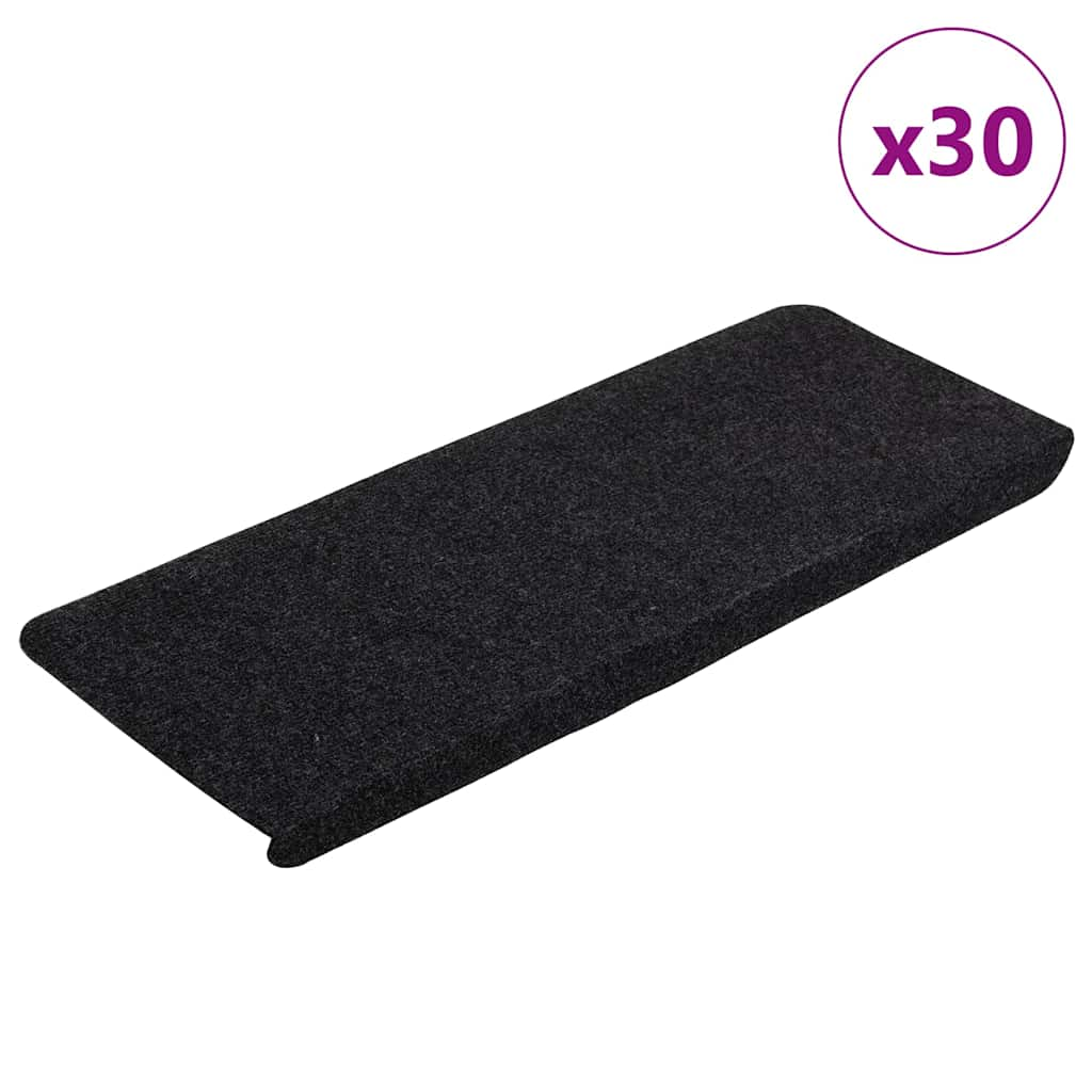 vidaXL Stufenmatten Selbstklebend 30 Stk. Schwarz 65x24,5x3,5 cm