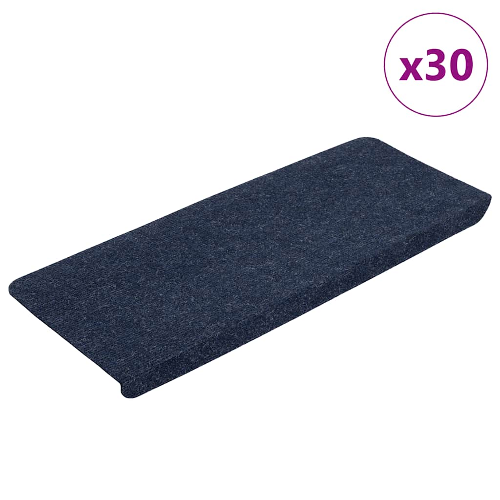 vidaXL Covorașe scară autoadezive 30 buc Albastru 65x24,5x3,5 cm