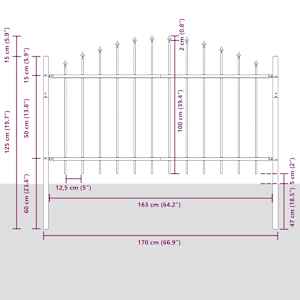 Zahradní plot 2 pcs Šedá 170 x 140 cm Práškově lakovaná ocel - obrázek 8