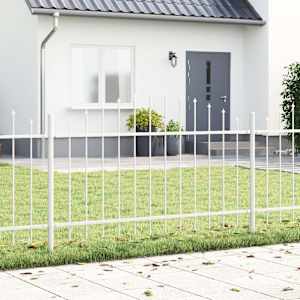 Zahradní plot 2 pcs Bílá 170 x 140 cm Práškově lakovaná ocel - obrázek 1