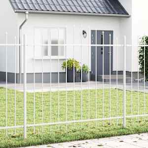 Zahradní plot 8 pcs Bílá 170 x 190 cm Práškově lakovaná ocel - obrázek 1