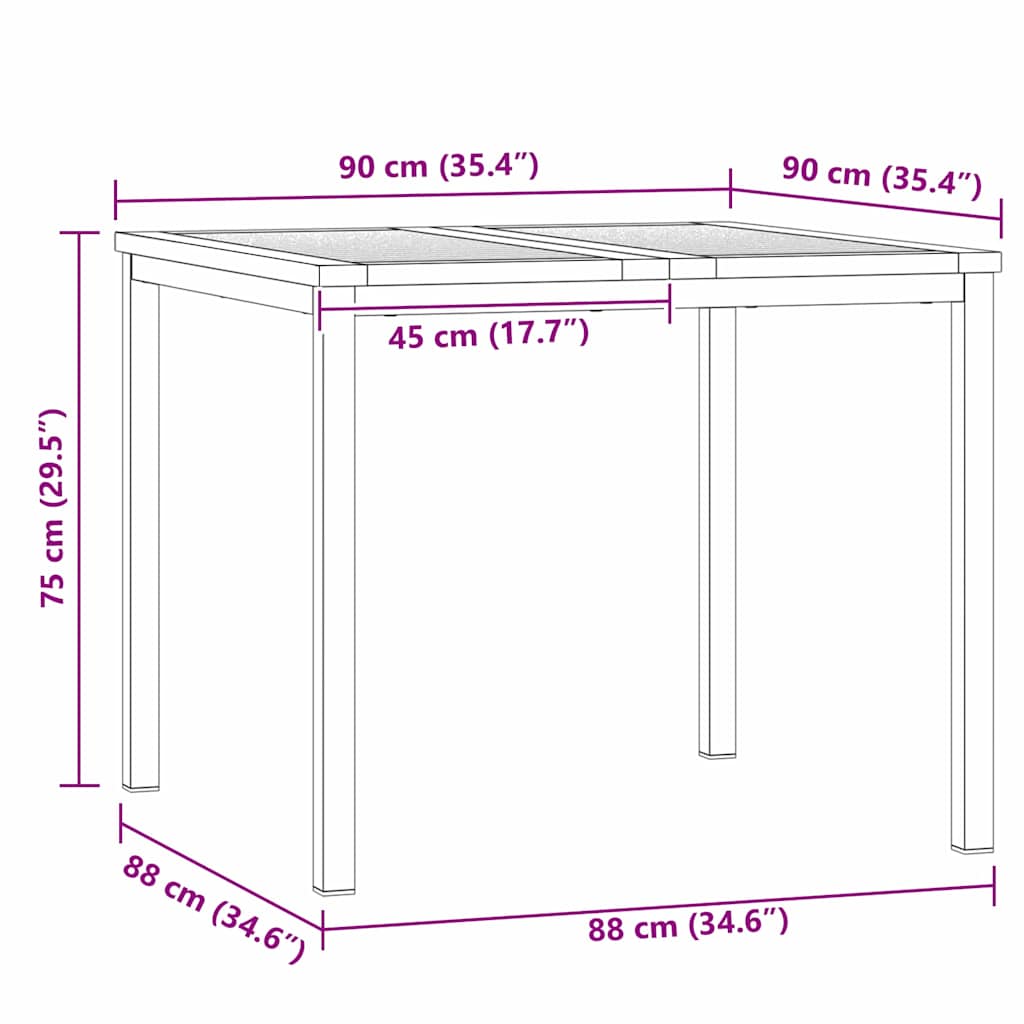 Kert étkező szett 3 pcs Barna tömör akácfa 
