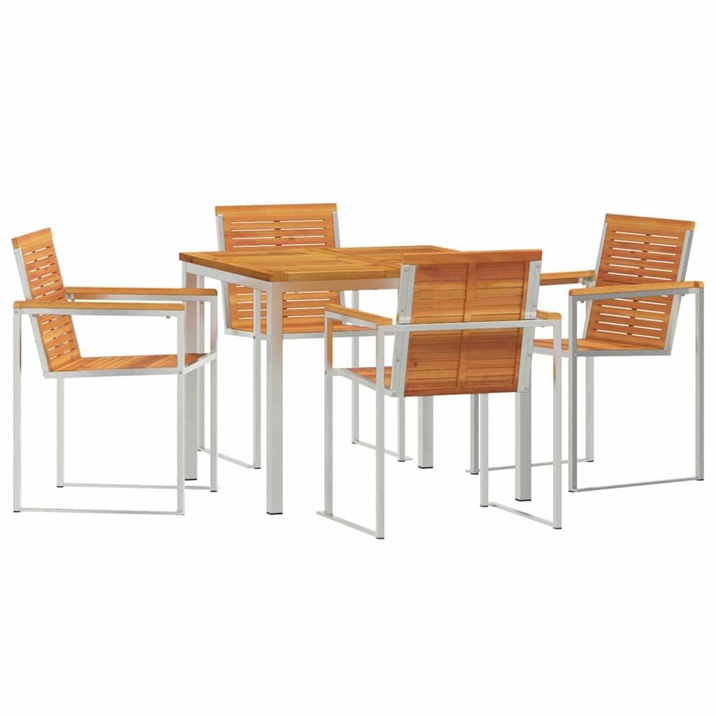 5 Palan Puutarhan Ruokailusetti Täydestä Akaasiapuusta, vidaXL Ulkoruokailupöytä 90x90x74.5 cm Täydestä Akaasiapuusta