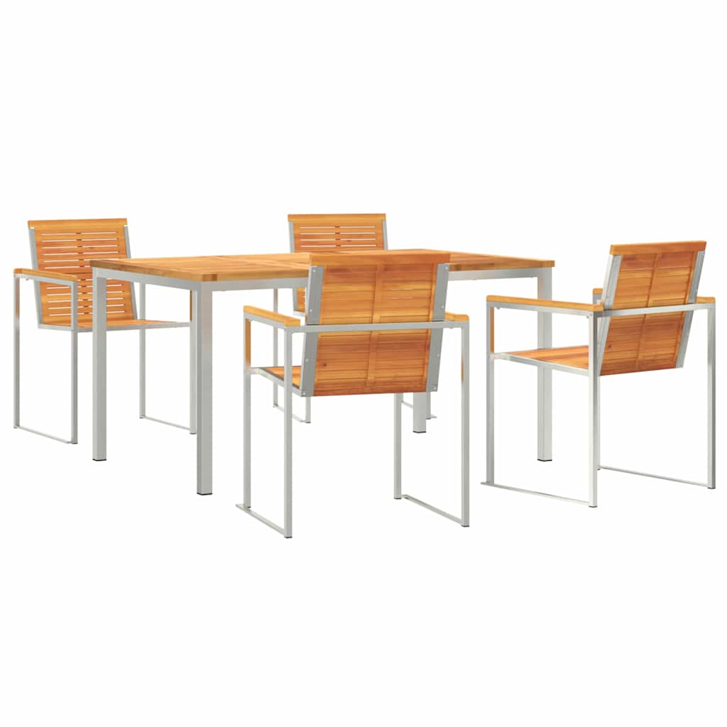 5-osainen puutarhan ruokailusarja Massiivinen Akaasiapuu, vidaXL Ulkoruokapöytä 150x90x75 cm Massiivinen Akaasiapuu