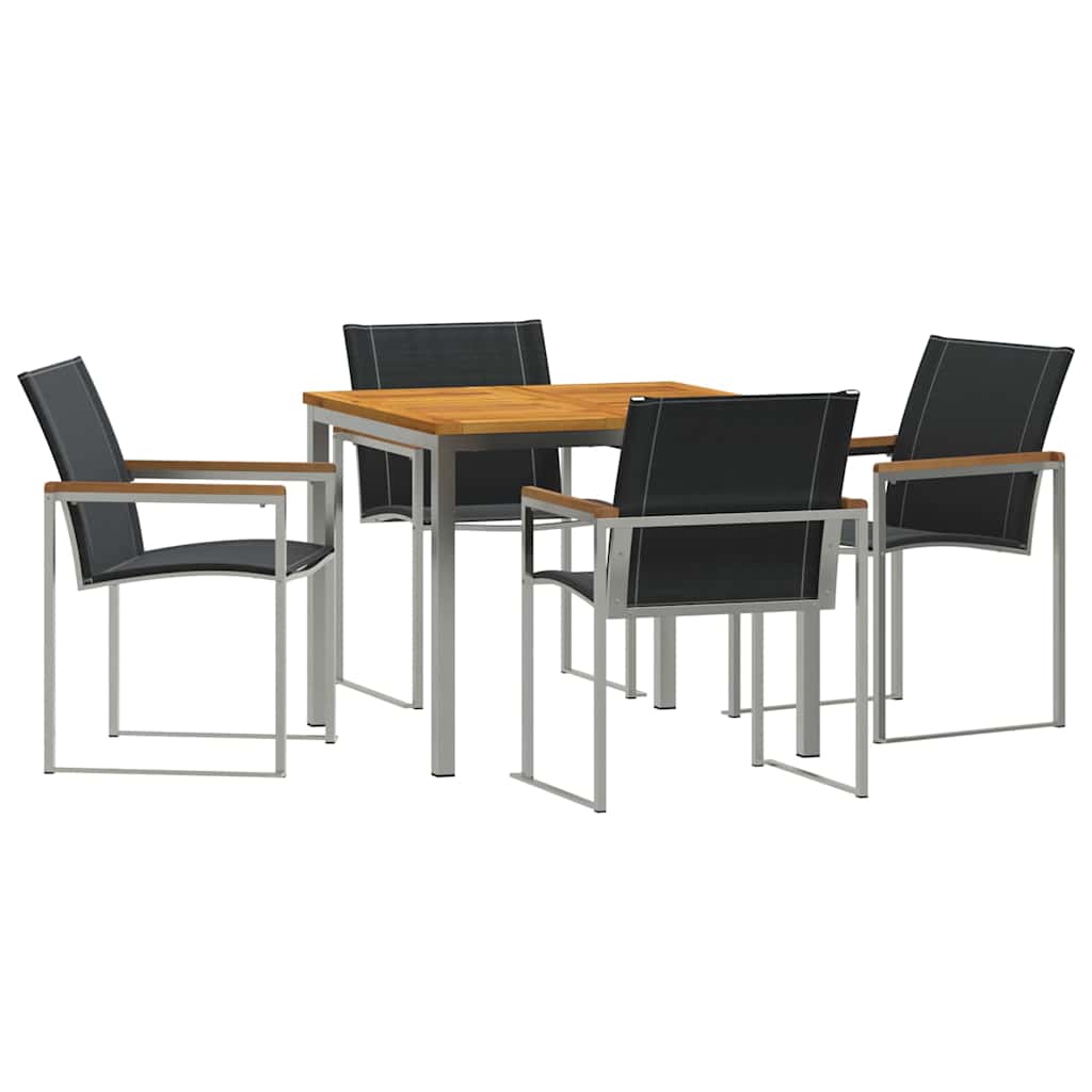 5 osainen puutarhan ruokailuryhmä täyspuusta akaasiasta, vidaXL ulkoilma ruokapöytä 90x90x74.5 cm täyspuusta akaasiasta