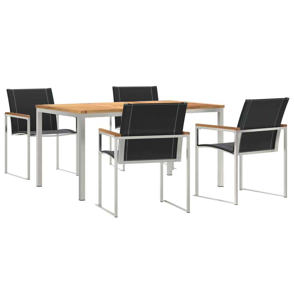 5 Kappaleen Puutarhan Ruokailusarja Kiinteä Puu Akaasiapuu, vidaXL Ulkoruokailupöytä 150x90x75 cm Kiinteä Puu Akaasiapuu
