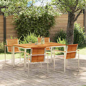 Komplet za jedilnico v vrtu 5 pcs Rjava Trden tikov les