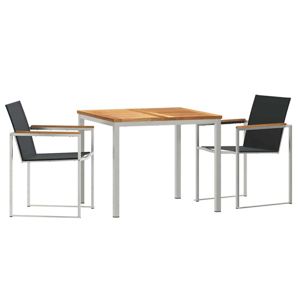 3-osainen puutarhakalustesarja täysitiikistä, vidaXL ulkoruokapöytä 90x90x74.5 cm täysitiikistä