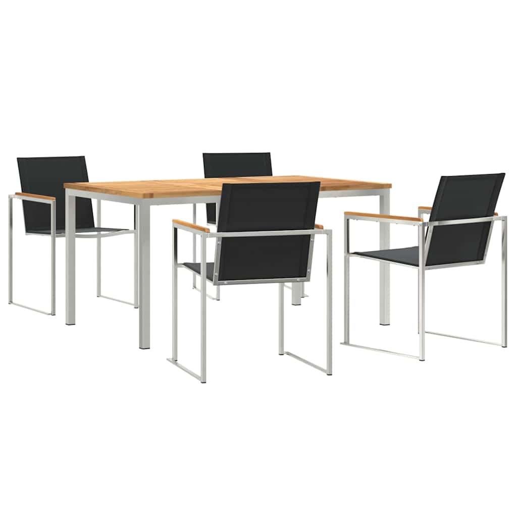 5 Kappaleen Puutarhan Ruokailusarja Täydestä Tiikistä, vidaXL Ulkohuoneen Pöytä 150x90x75 cm Täydestä Tiikistä