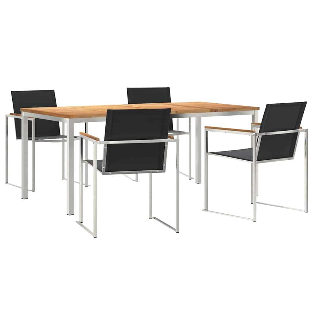 5 kappaleen puutarhan ruokailusetti täydestä tiikistä, vidaXL ulkona ruokailupöytä 180x90x75 cm täydestä tiikistä