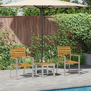 Komplet za jedilnico v vrtu 3 pcs Rjava Masiven les akacije